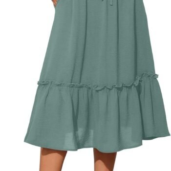 High Waist Tiered Skirts for Women Flowy Skirts for Women Below Knee with Pockets  Fashion Trendy