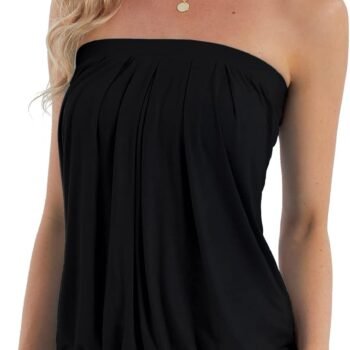 Women's Summer Beach Tie Dye Sleeveless Stretchy Pleated Tube Tops