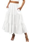 Women’s Summer  Flowy Swing Tiered A-Line Maxi Skirt  Fashion Trendy Elastic Waist Pleated Long Beach Dress