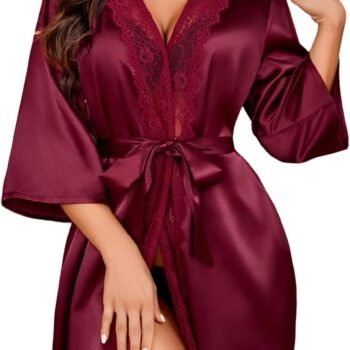 Women's Kimono Robe Short Satin Pure Short Silky Robes