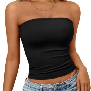 Womens Strapless Tube Tops Basic Backless Sleeveless Bandeau Going Out Crop Tops Cute  Summer Clothes