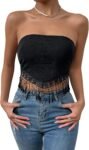 Women's Boho Crop Tube Top Floral Tie Back Cute Bandana Tops