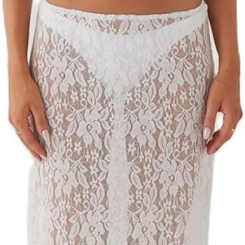 Women Lace Long Skirt Satin High Waist A-line Midi Skirt Y2K Summer Elegant Beach Party Maxi Skirts