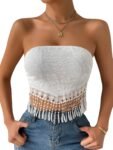 Women's Boho Crop Tube Top Floral Tie Back Cute Bandana Tops